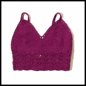 Purple Knit Crop Top Bralette